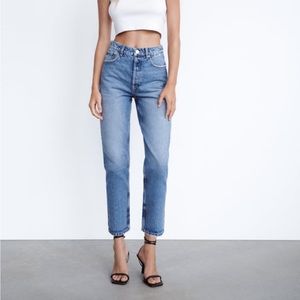 Zara High Rise Straight Leg Jean